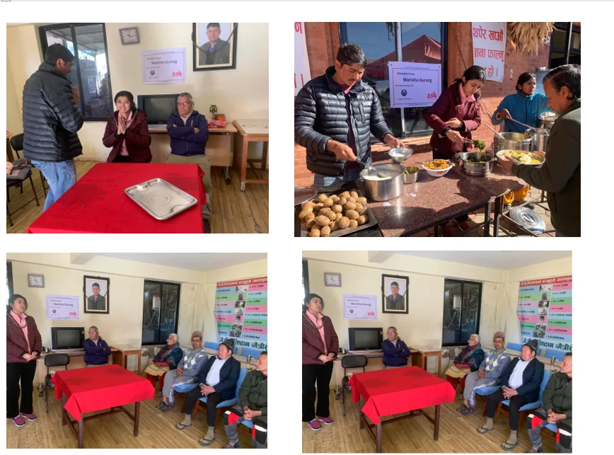 Donation Acknowledgment: Jarsing Pauwa Aged Care Home from Ms. Manisha Gurung